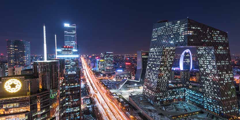 Aerial view of a city on night time