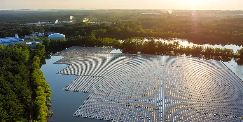 Floating solar panels