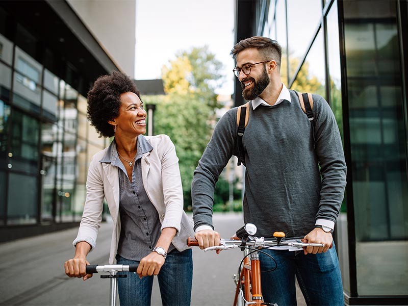 People going on the bicycle