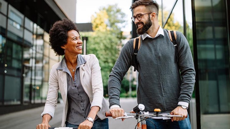 People going on the bicycle