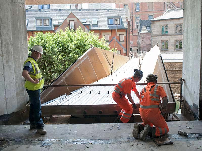 Workers doing construction work